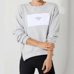 Peloton Gray Better Is In Us Graphic Logo Side Zip Crewneck Pullover Sweatshirt
